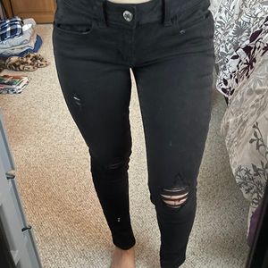 American Eagle | Black Ripped Jeggings | Size 4S